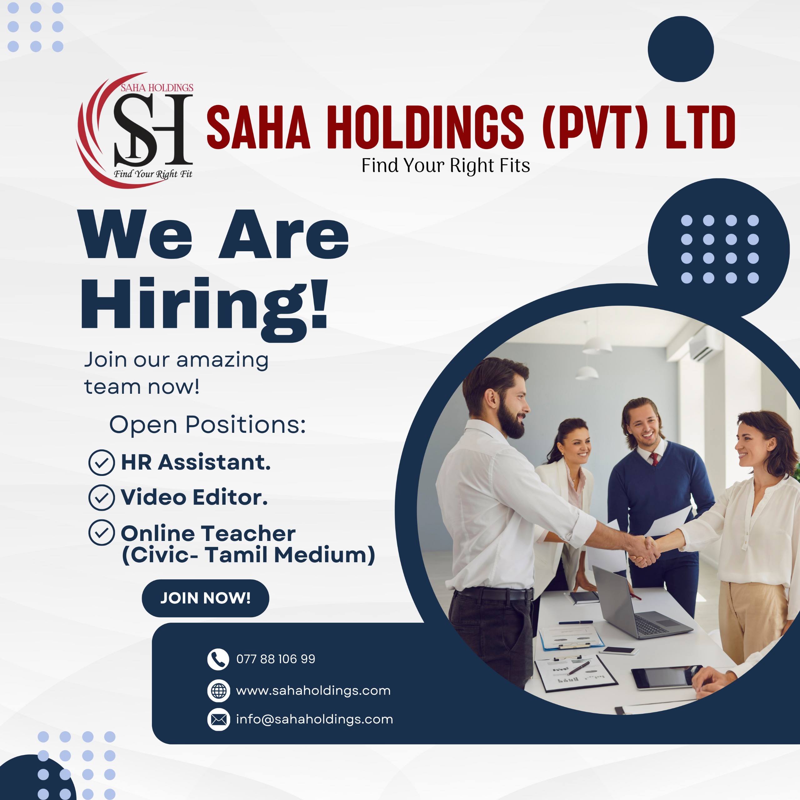 💥 SAHA HOLDINGS (PVT) LTD 💥 NOW HIRING!